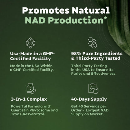 NAD+ Supplement for Skin Aging Support, Energy, Focus